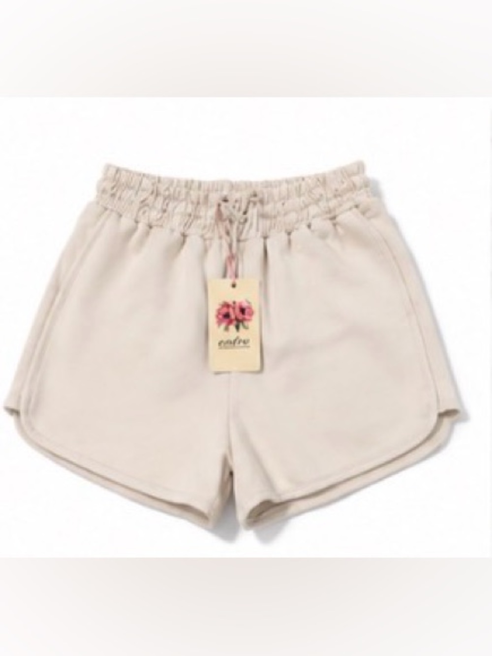 NWT Entro Cream Pull On Athletic Shorts Stretch Waist Pockets Small